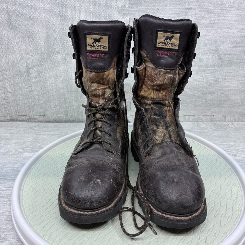 Irish Setter Red Wing Boots Mens 10.5 Brown Leather Camo Hunting Work 816